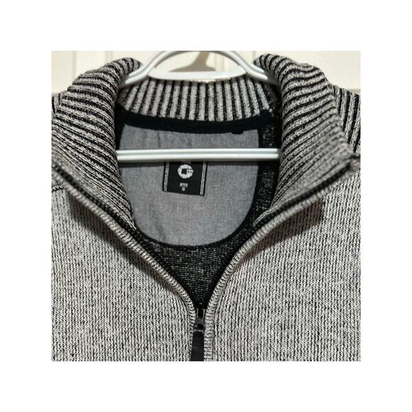 G Fried Denim Men's Gray Black Knit Ribbed Trim Full Zip Sweater Jacket Size S - Picture 4 of 7